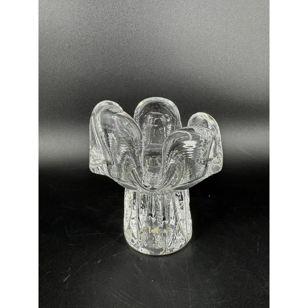 Kosta Boda Sunflower Glass Candle Holder Göran Wärff Swedish Art Glass 4.75